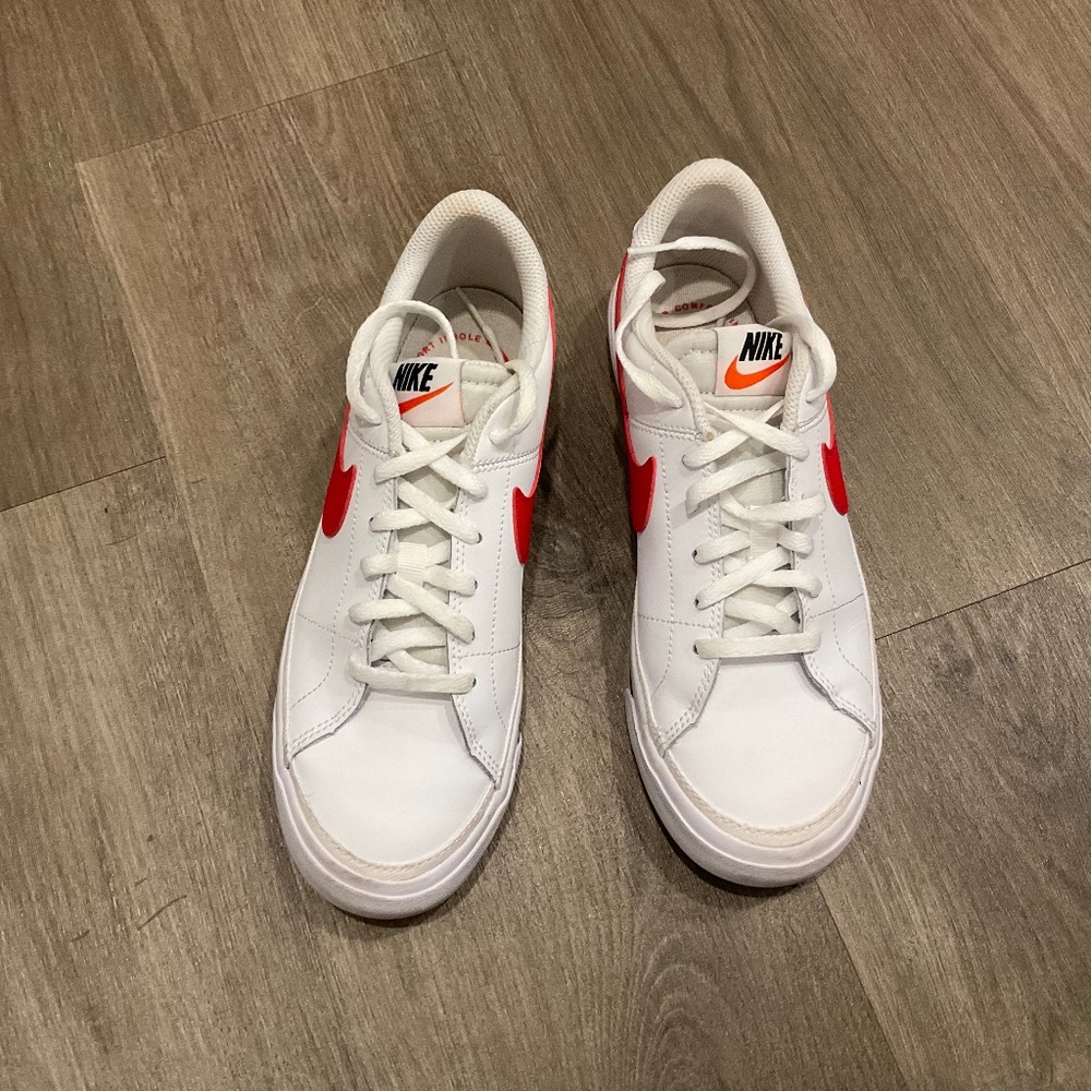 Nike white and red sneakers